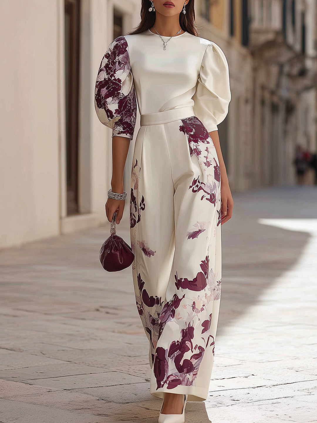 Conjunto de Pantalones con Mangas Abullonadas Luna
