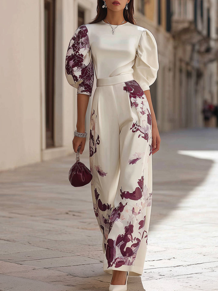 Conjunto de Pantalones con Mangas Abullonadas Luna