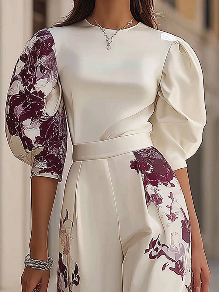 Conjunto de Pantalones con Mangas Abullonadas Luna