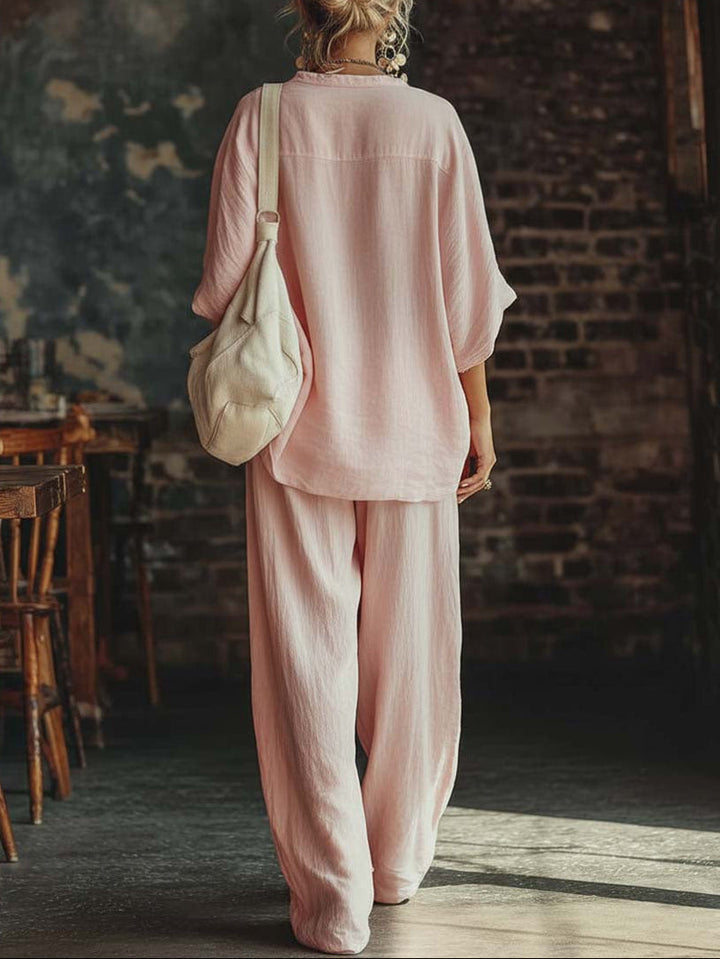 Conjunto de Camisa y Pantalones con Escote en V Samantha