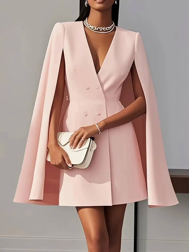 Vestido de Traje Estilo Capa en Celeste