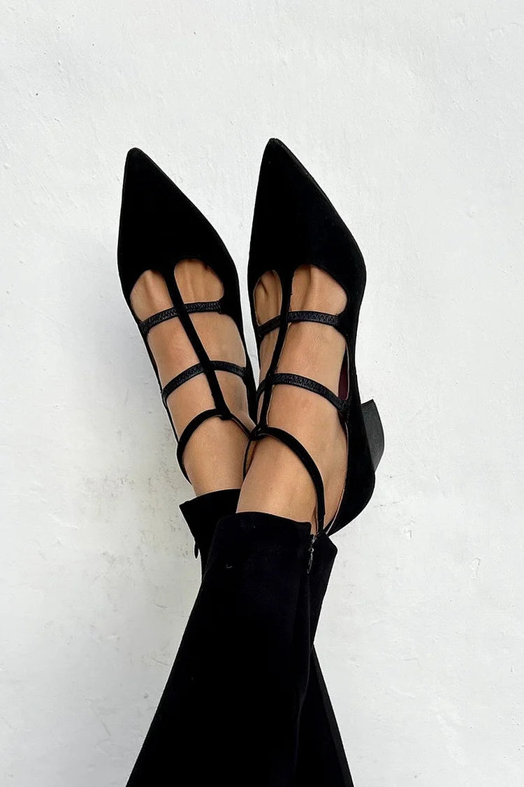 ZAPATO DE TACÓN PUNTIAGUDO CON TIRAS
