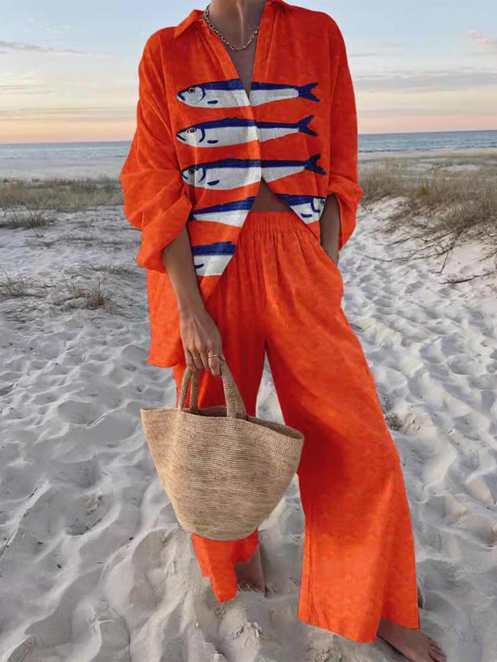 Conjunto de Camisa Oversized y Pantalones de Pierna Ancha Sofía