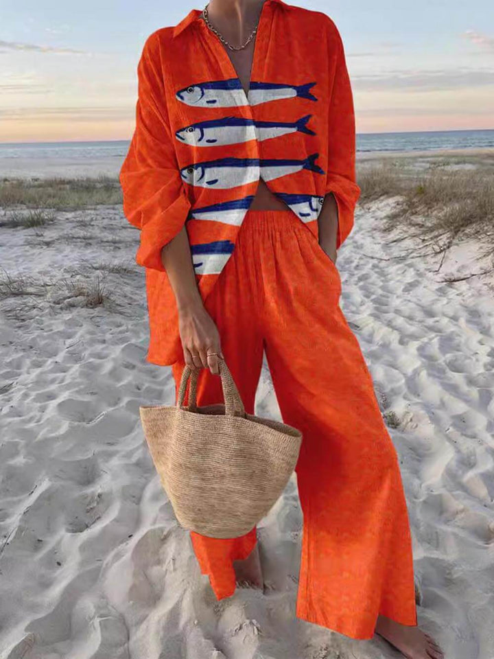 Conjunto de Camisa Oversized y Pantalones de Pierna Ancha Sofía