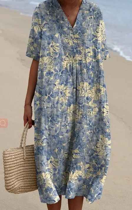 Margaret - Vestido de Verano Ligero con Estampado Floral Vibrante