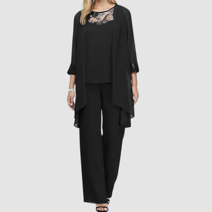Iva™ Elegante Conjunto de Tres Piezas | Top, Chaqueta y Pantalón a Juego