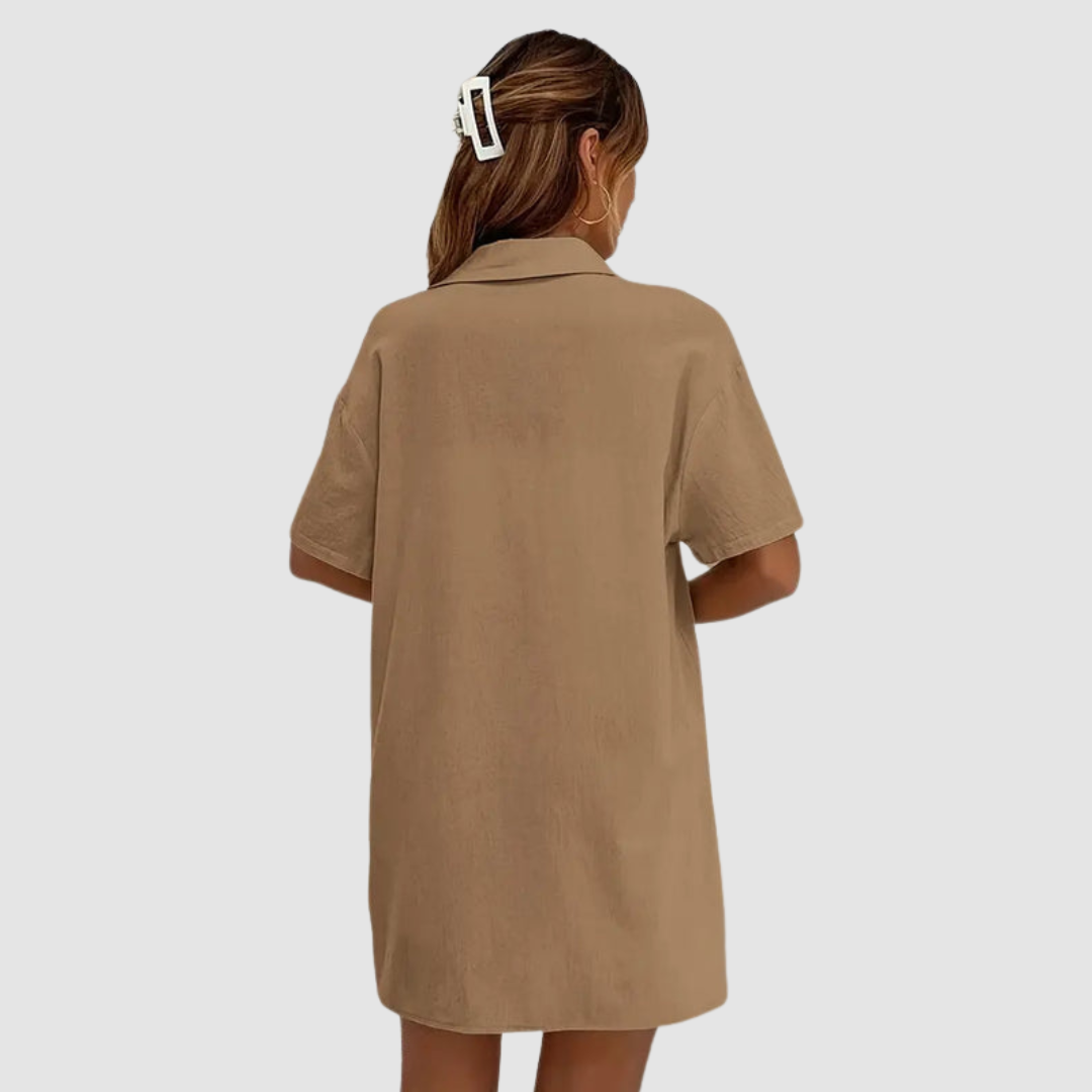 Frances™ Elegante Conjunto de Verano de Dos Piezas | Top de Manga Corta con Botones y Pantalones Cortos con Cinturilla Ajustable