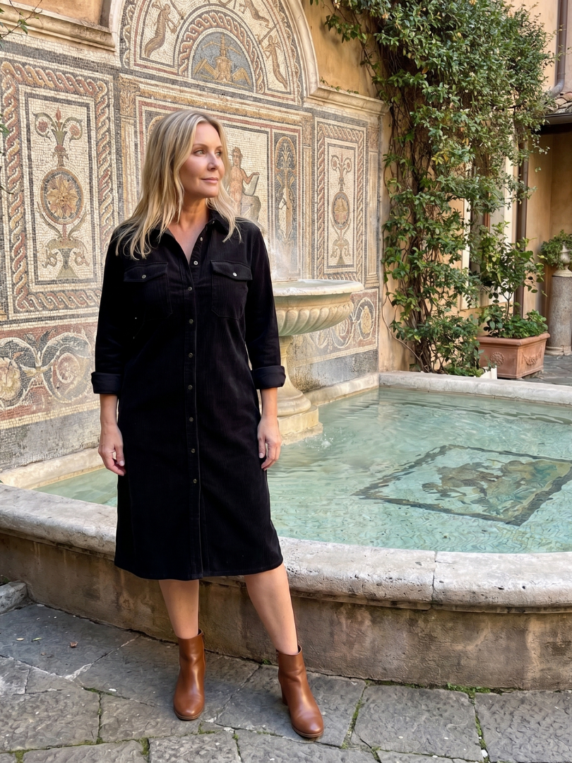 Pema | Vestido Midi de Manga Larga con Bolsillos