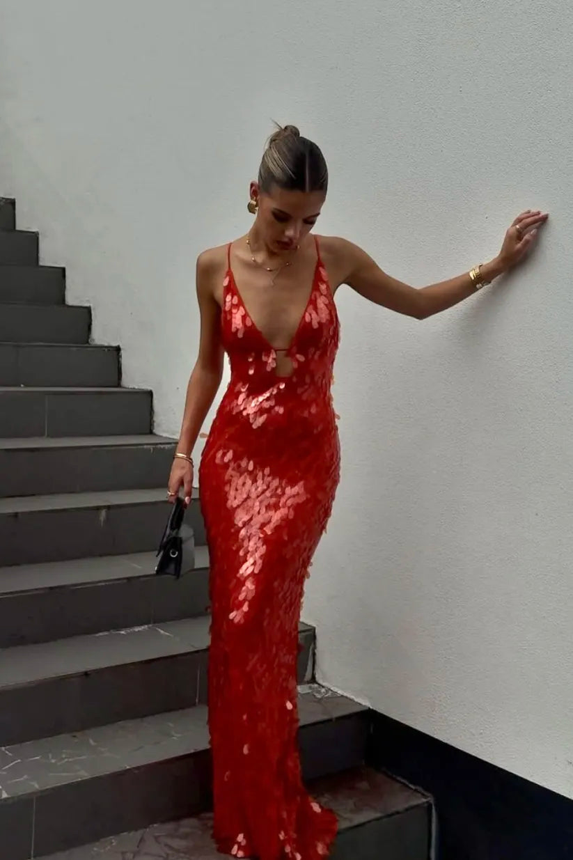 Kailani - Vestido Maxi Largo con Lentejuelas