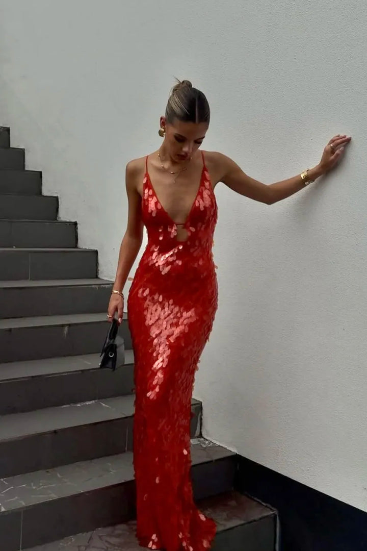 Kailani - Vestido Maxi Largo con Lentejuelas