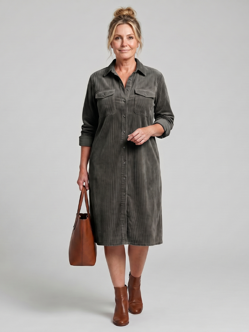 Pema | Vestido Midi de Manga Larga con Bolsillos