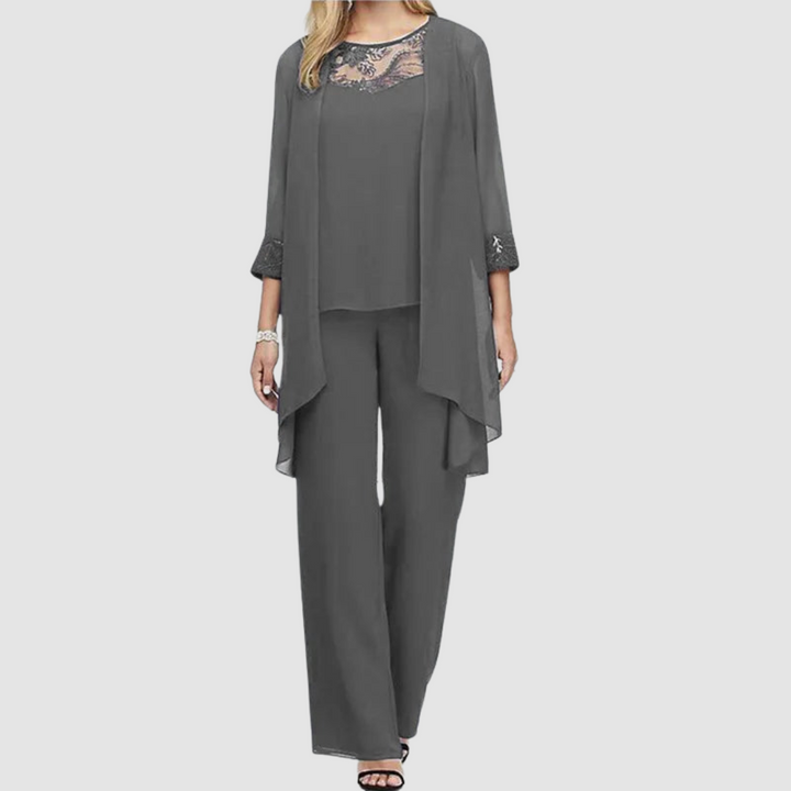 Iva™ Elegante Conjunto de Tres Piezas | Top, Chaqueta y Pantalón a Juego