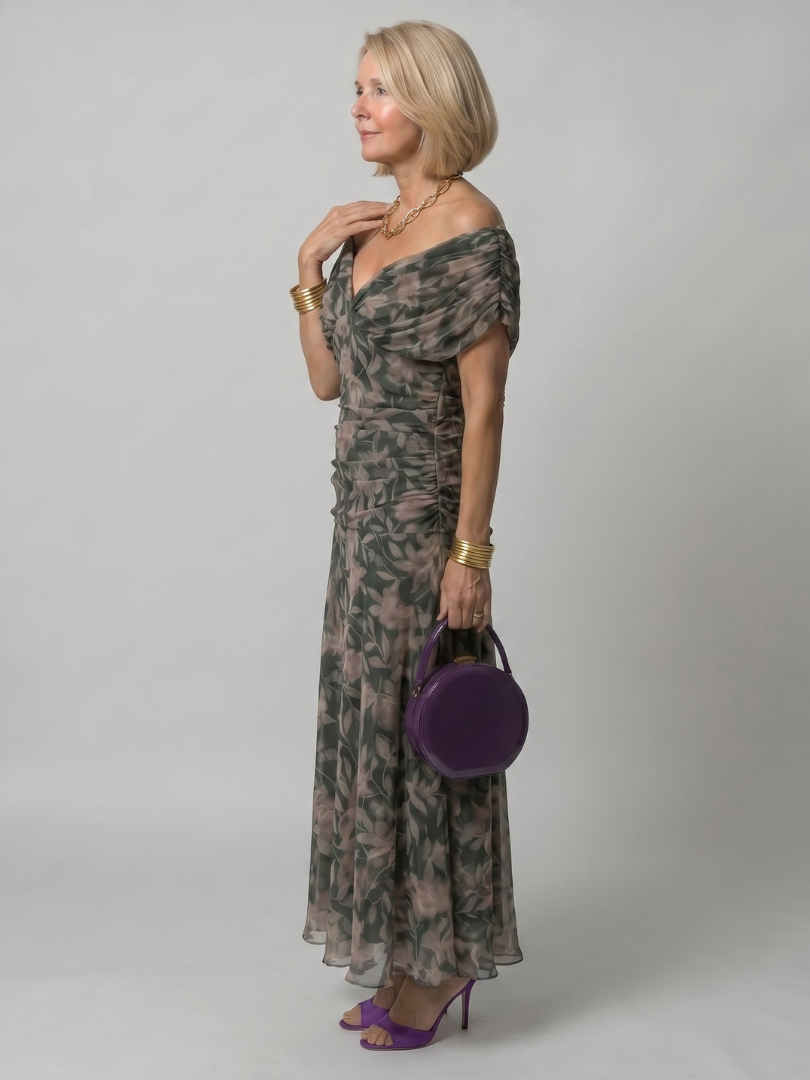 Ellis & Johnson™ | Vestido Midi Sin Hombros