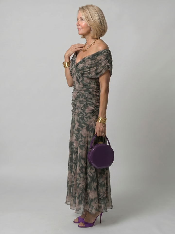 Ellis & Johnson™ | Vestido Midi Sin Hombros