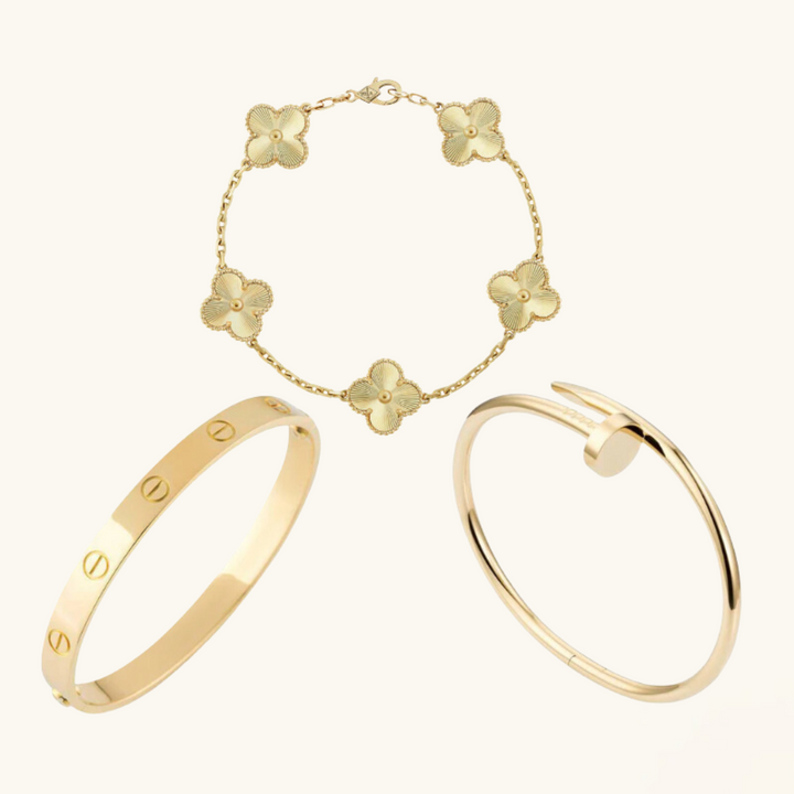 Juego de Pulseras de 3 Piezas - Color Oro