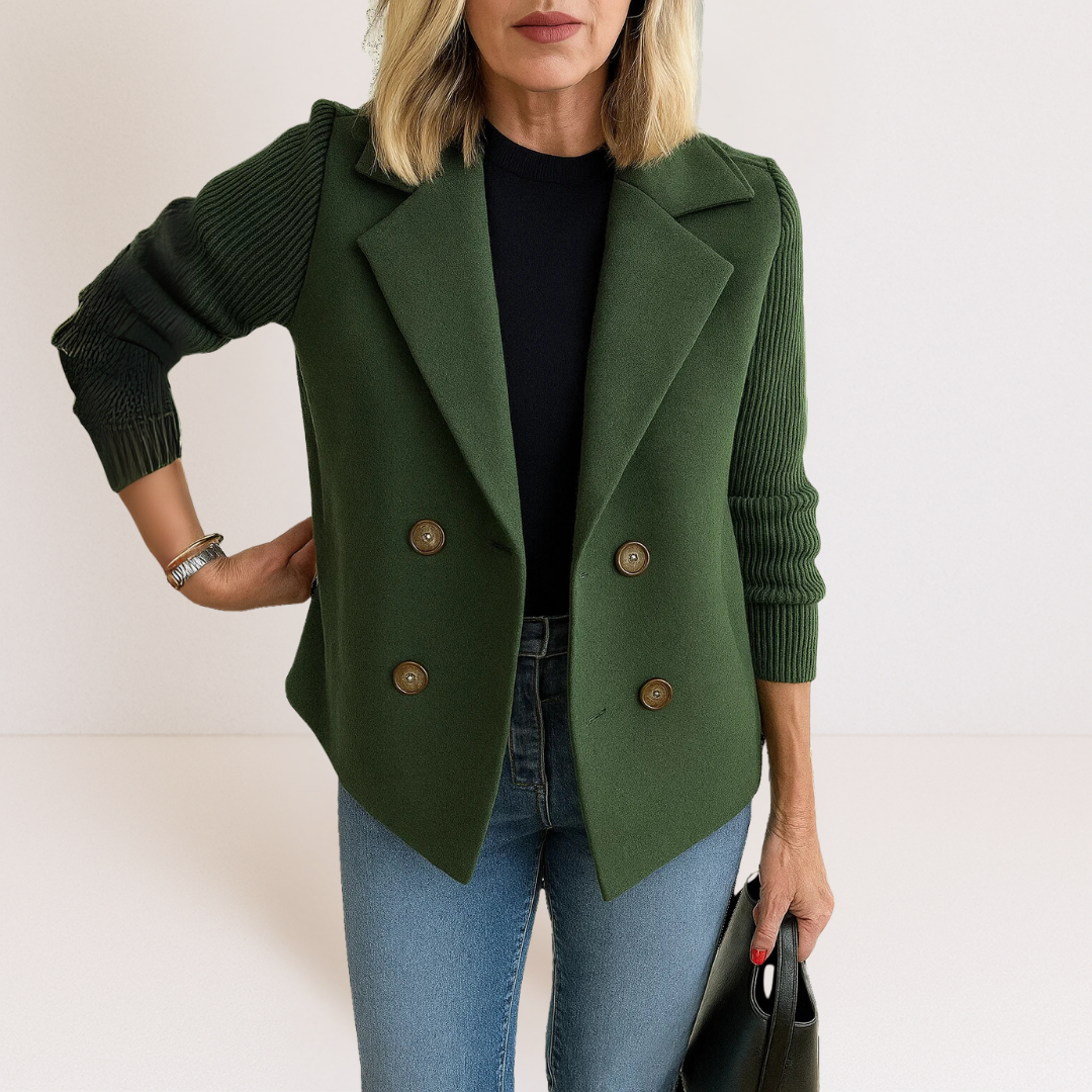 BLAZER ELEGANTE CON MANGAS DE PUNTO
