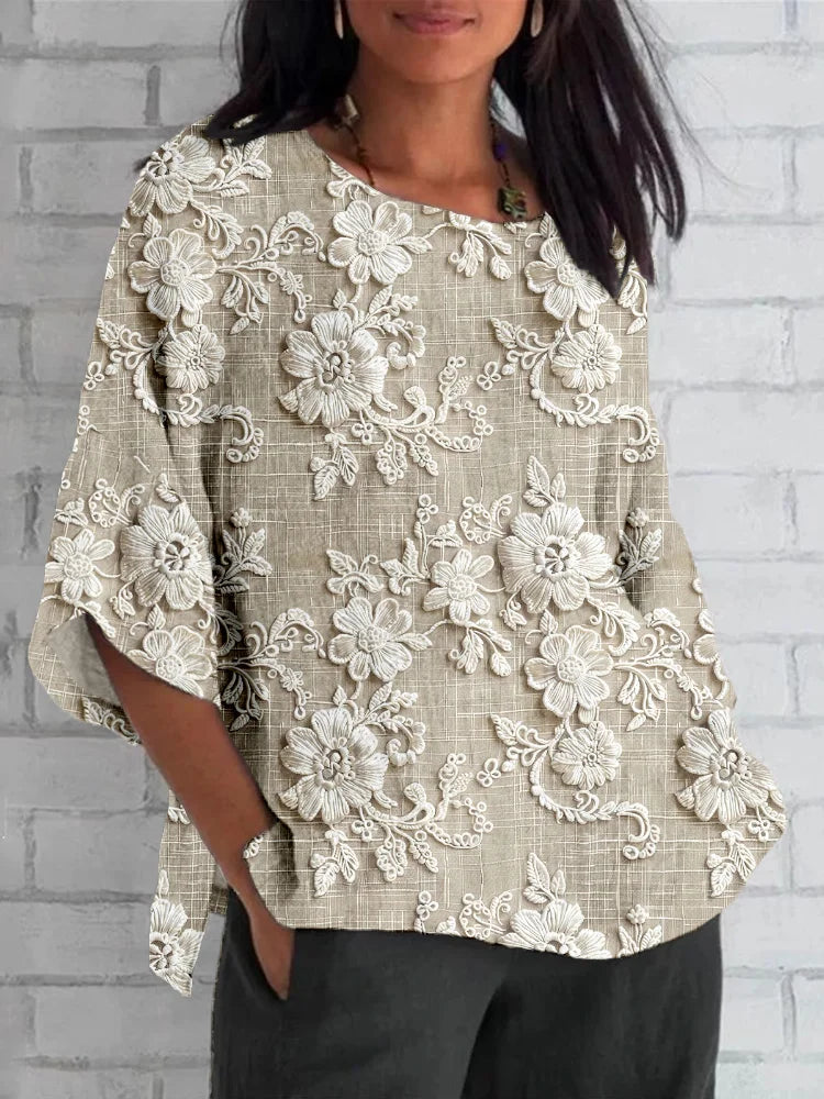 Diana™ | Blusa Vintage Floral Casual