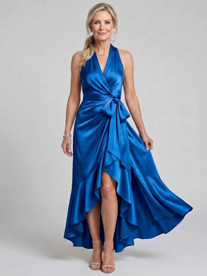 Honora | Vestido midi asimétrico con escote halter
