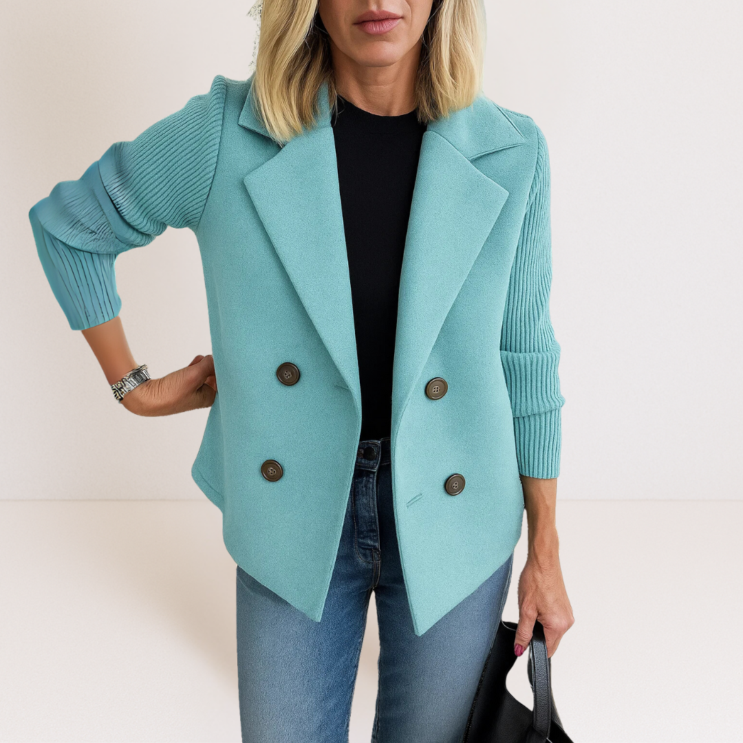 BLAZER ELEGANTE CON MANGAS DE PUNTO
