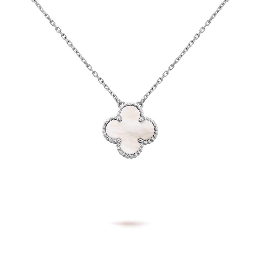 CLOVER | Collar Blanco y Plata