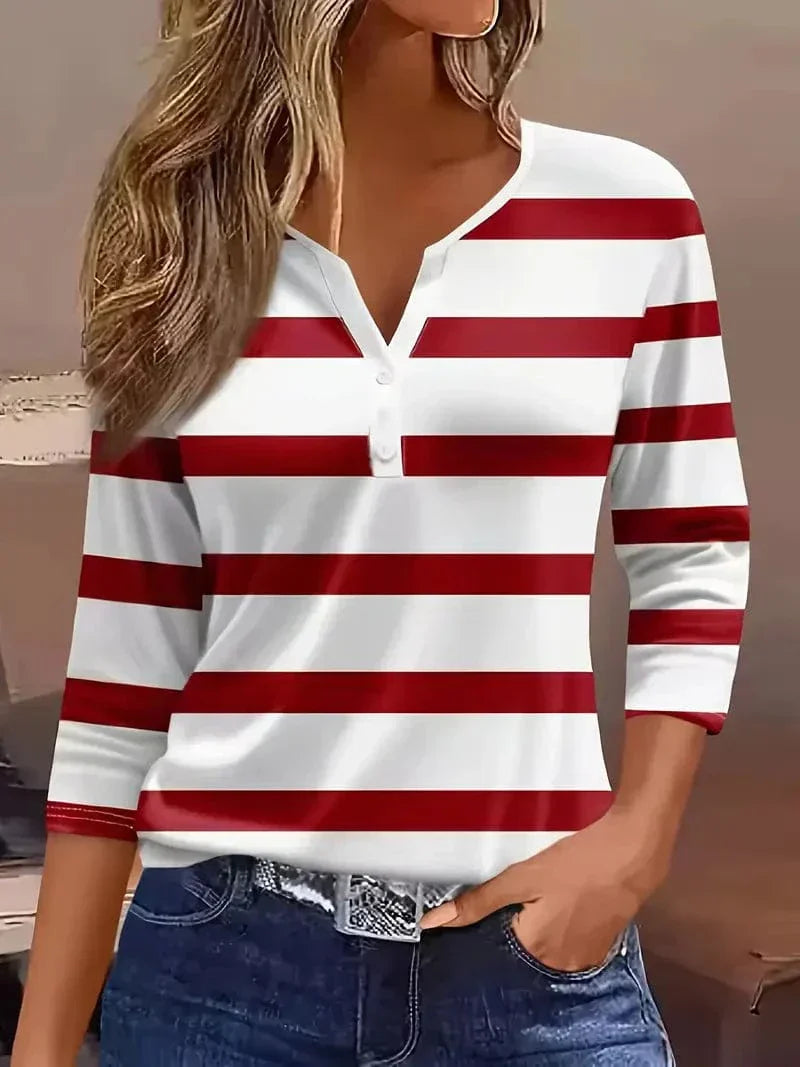 Amelia™ | Top de Rayas con Escote en V