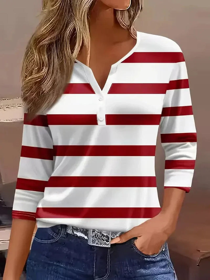 Amelia™ | Top de Rayas con Escote en V