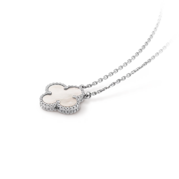 CLOVER | Collar Blanco y Plata