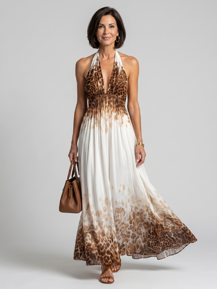 Orlune | Vestido Midi Plisado en Blanco