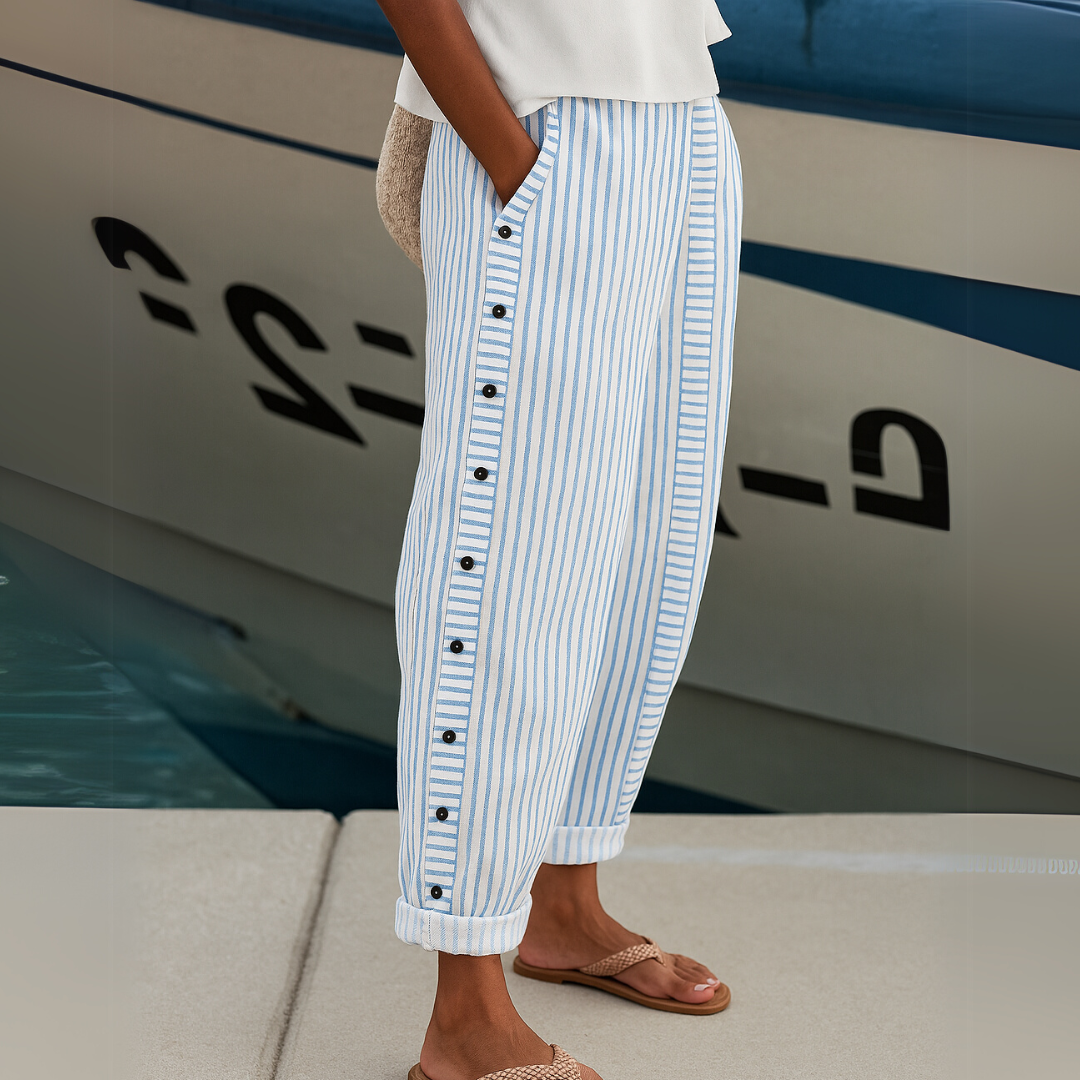 Sharon | Pantalones Sueltos de Verano a Rayas y Cómodos