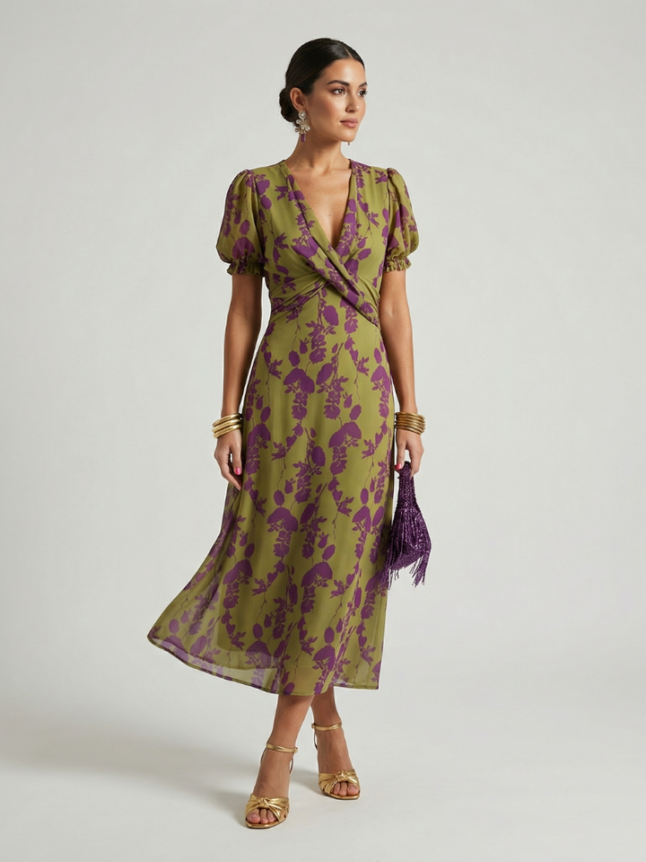 Ellis & Johnson™ | Vestido Midi Floral Casual