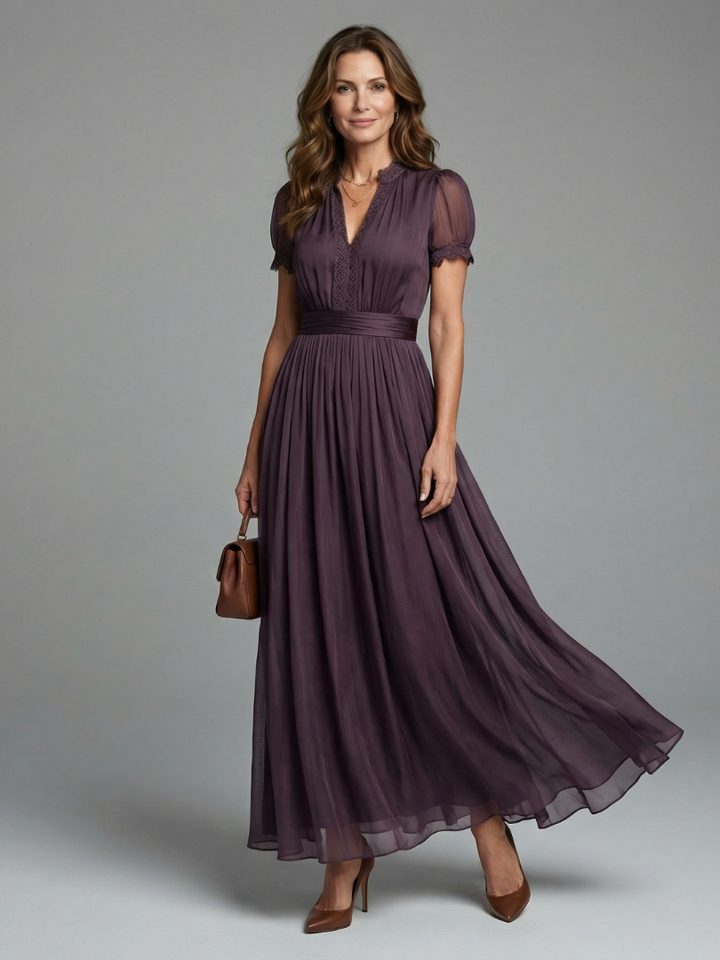 Elia | Vestido Maxi con Cintura Fruncida y Abertura
