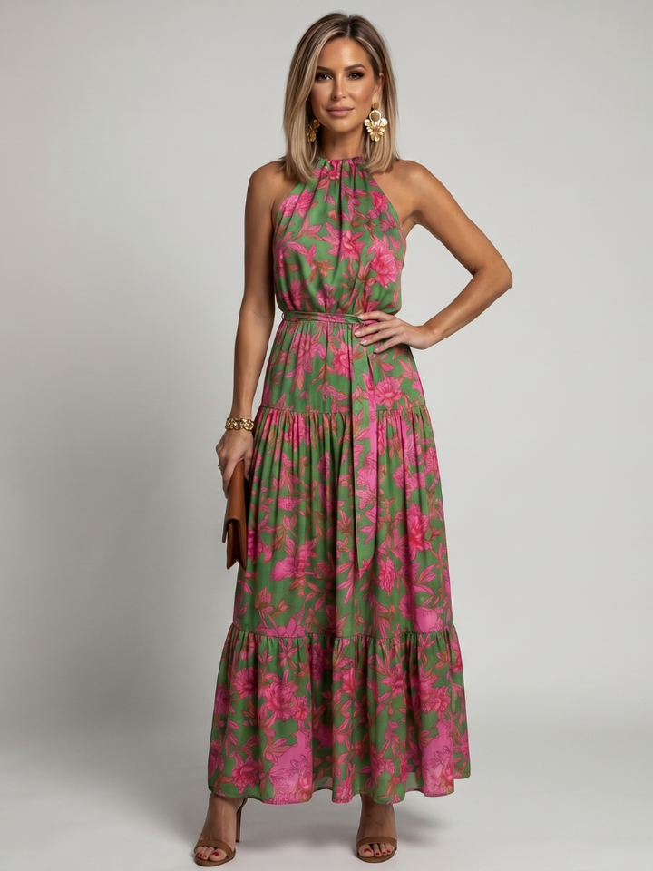 "Rowen | Vestido Midi con Halter Drapado