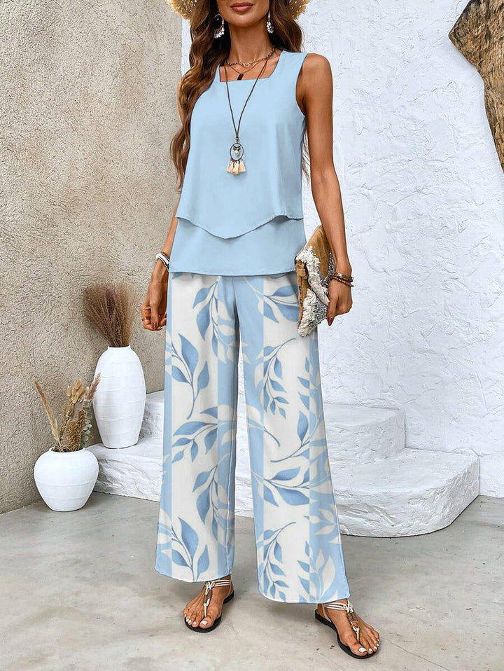 Averie | Conjunto Elegante de Verano de Dos Piezas con Pierna Ancha