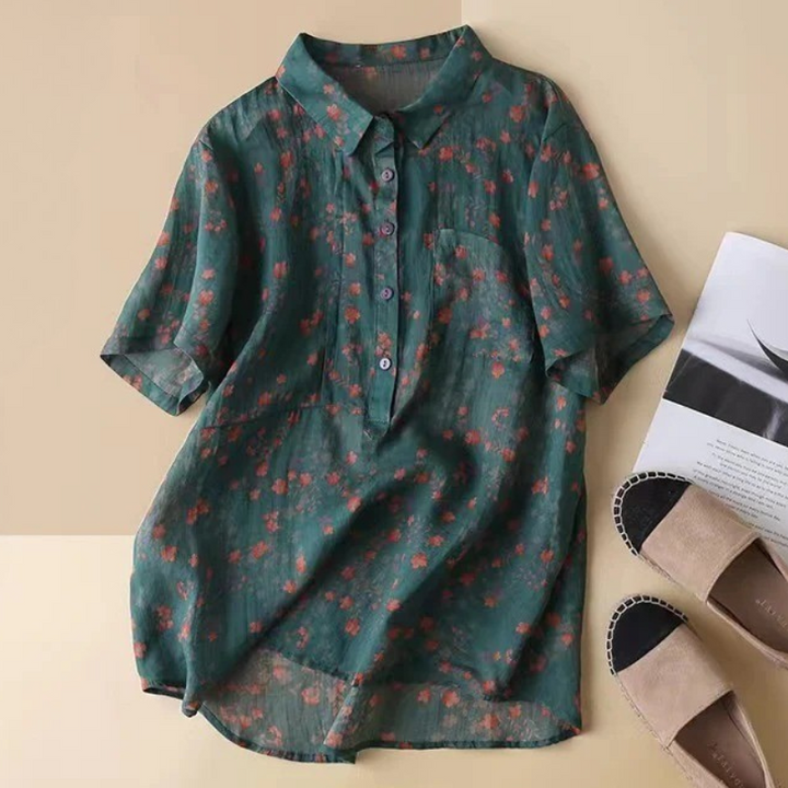 Annette™ | Camisa Floral de Media Tapeta