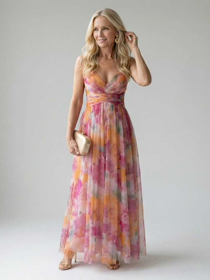 Ellis & Johnson™ | Vestido Maxi de Manga Corta
