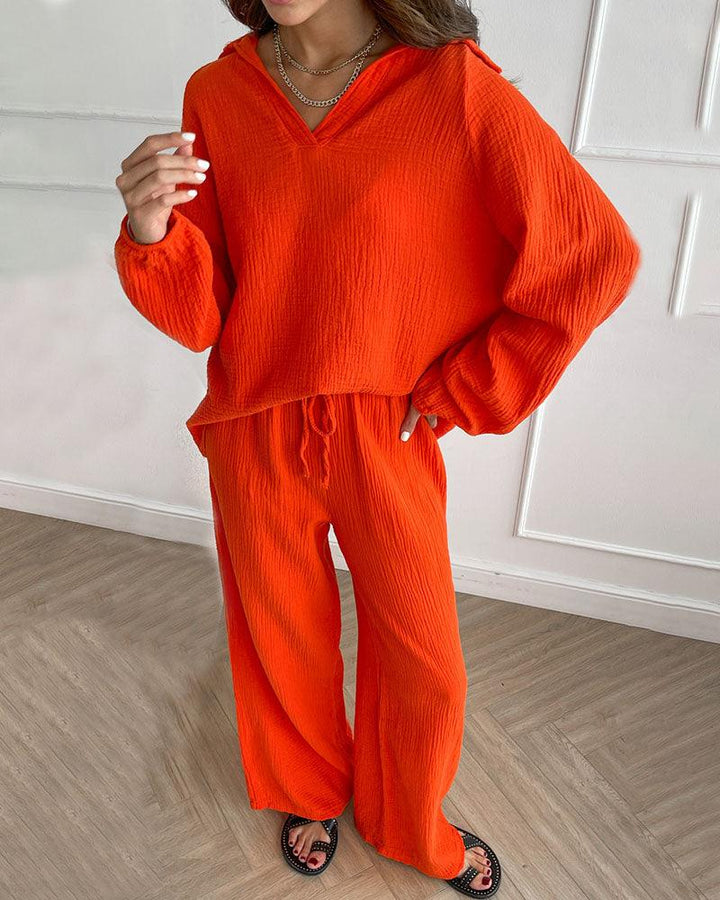Conjunto Casual de Otoño con Escote en V