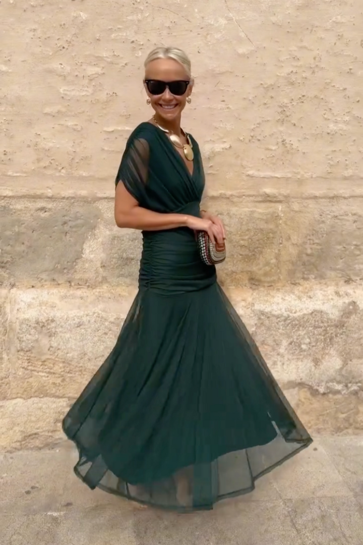 Luisa – Vestido de noche largo elegante con escote en V