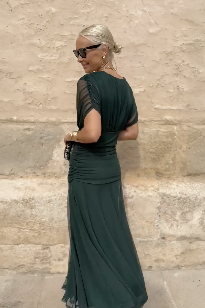 Luisa – Vestido de noche largo elegante con escote en V