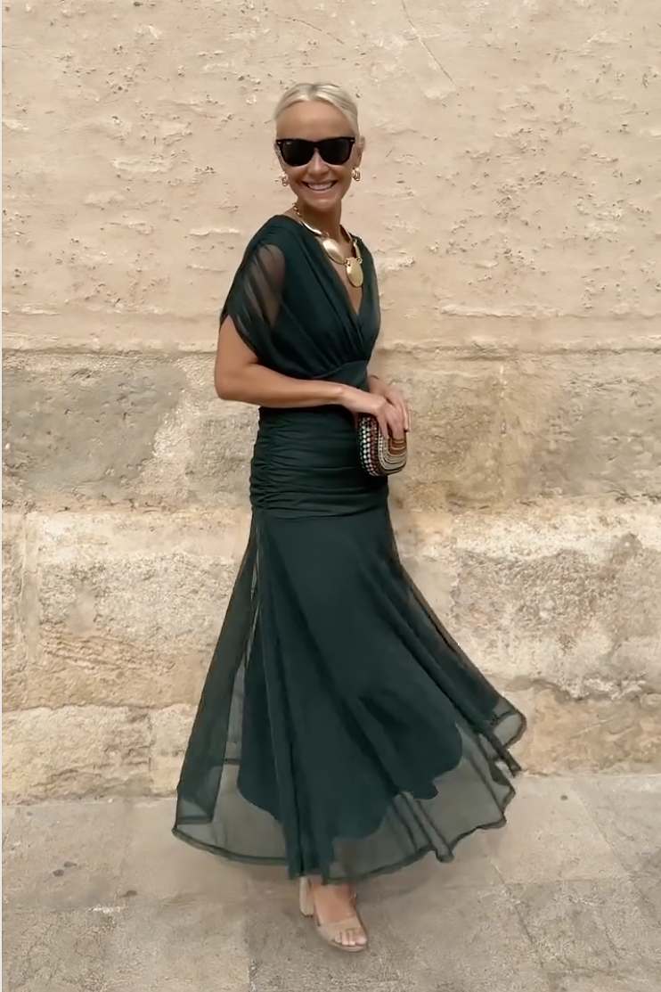 Luisa – Vestido de noche largo elegante con escote en V