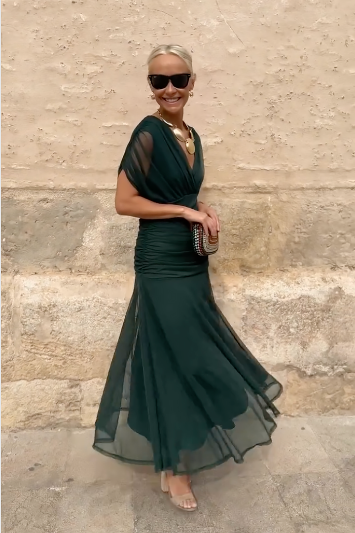 Luisa – Vestido de noche largo elegante con escote en V