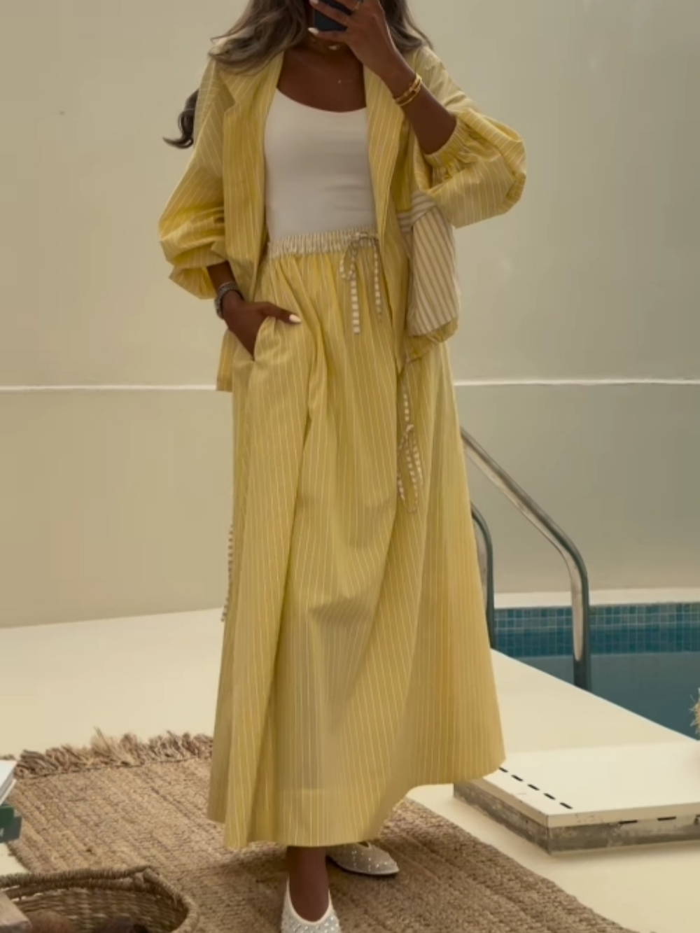 Conjunto Casual de Rayas Amarillas Sophie