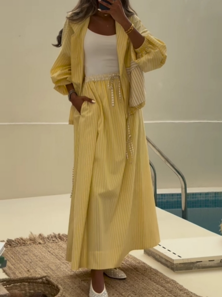 Conjunto Casual de Rayas Amarillas Sophie