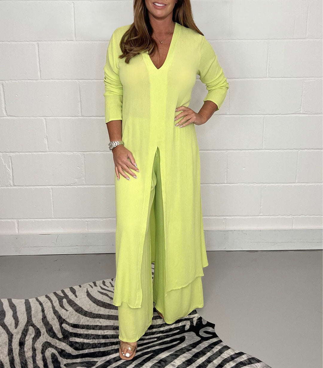 Conjunto Casual de Top Largo Sofia y Pantalones Coordinados