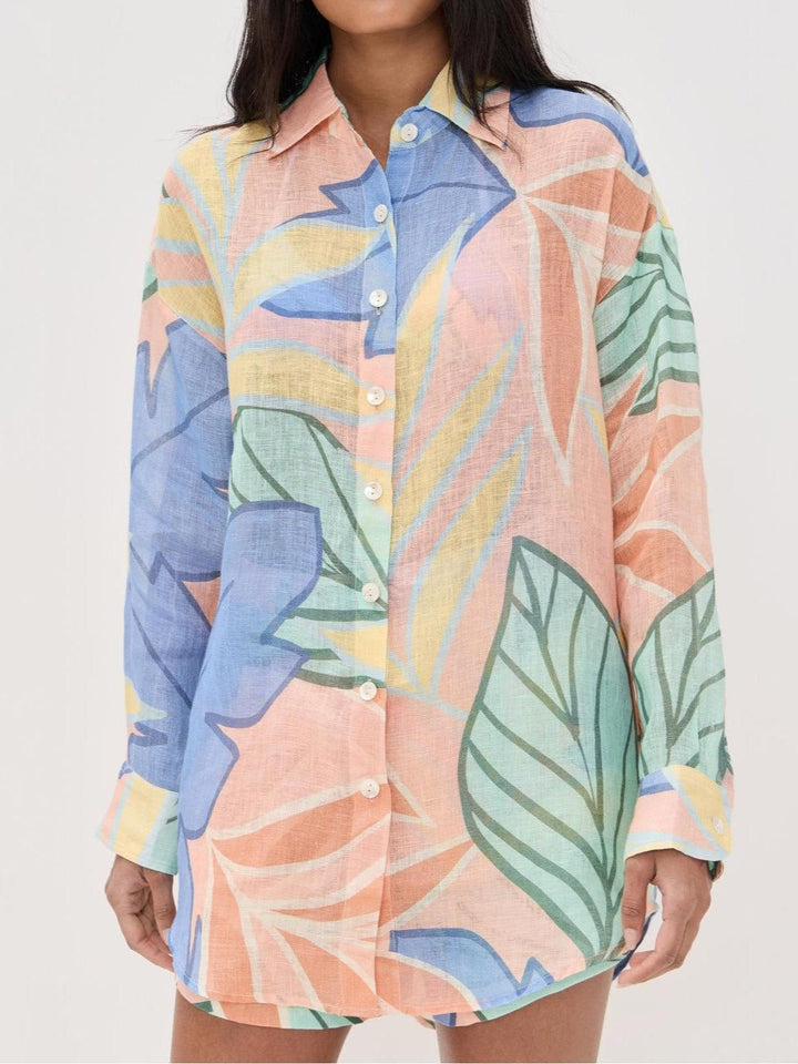Conjunto Corto con Estampado de Hojas Tropicales Diego