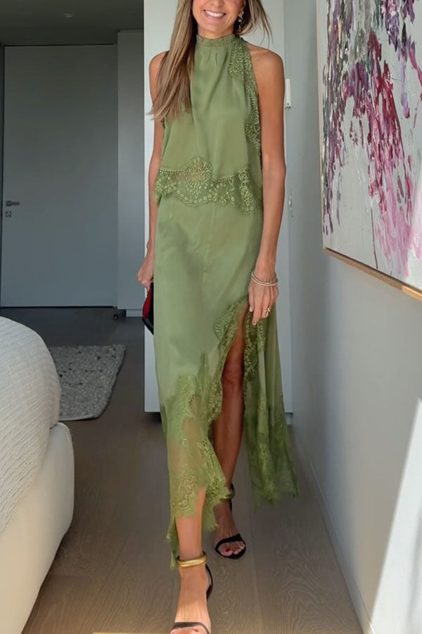 Conjunto de Top de Encaje Plisado Isabella + Falda de Corte Irregular