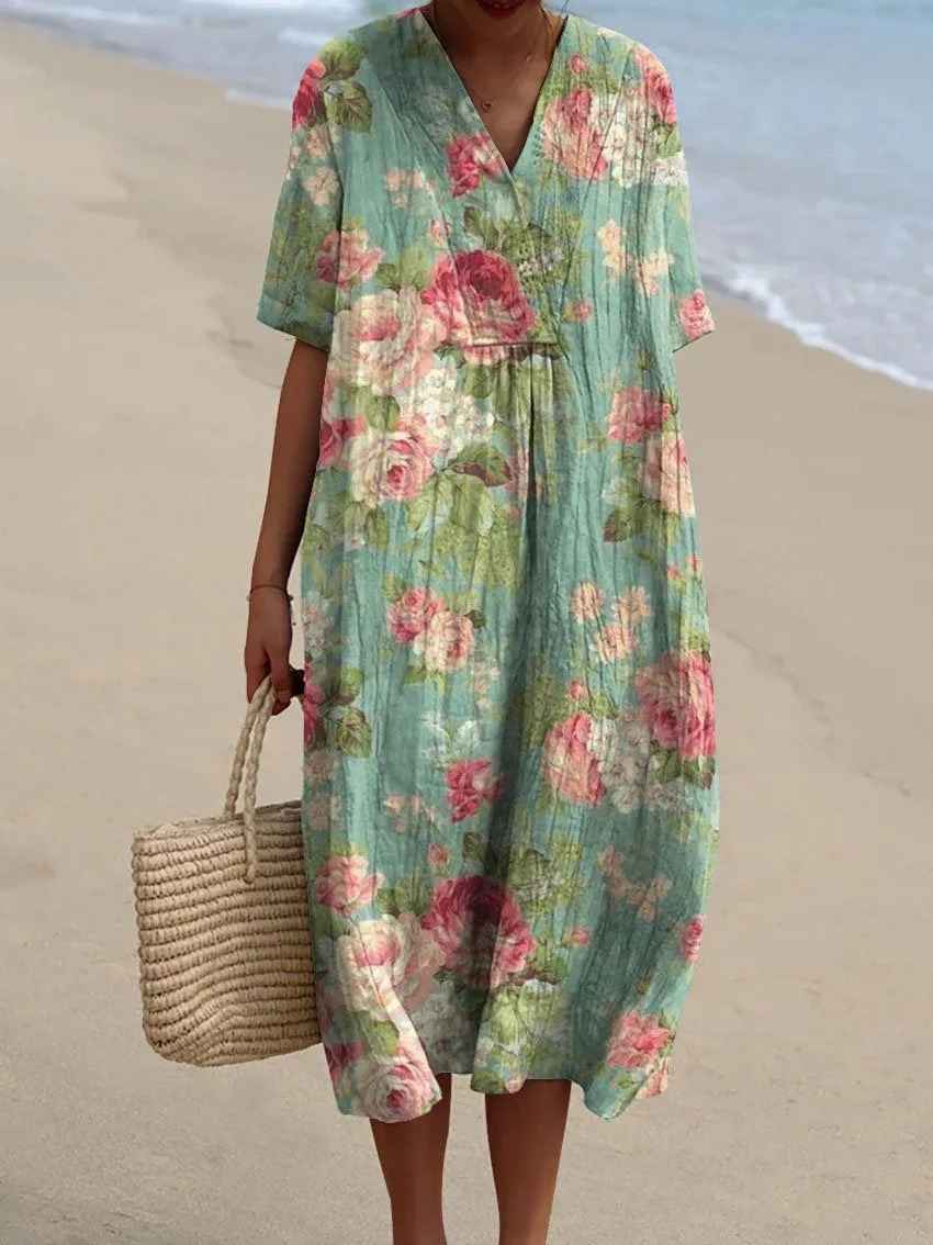 Eleanor | Vestido Maxi Floral de Verano Cómodo
