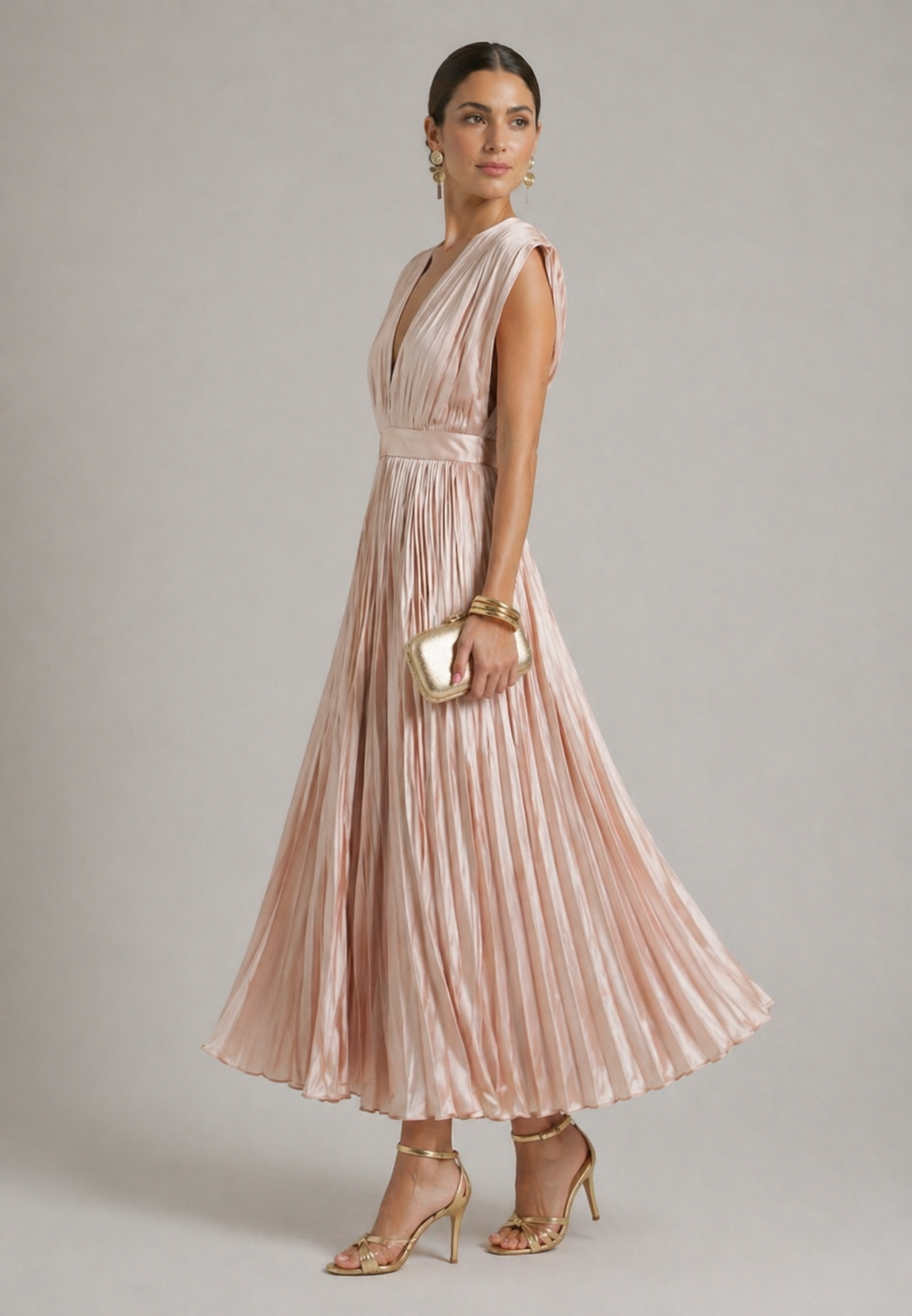 Ellis & Johnson™ | Vestido Midi Plisado Clásico