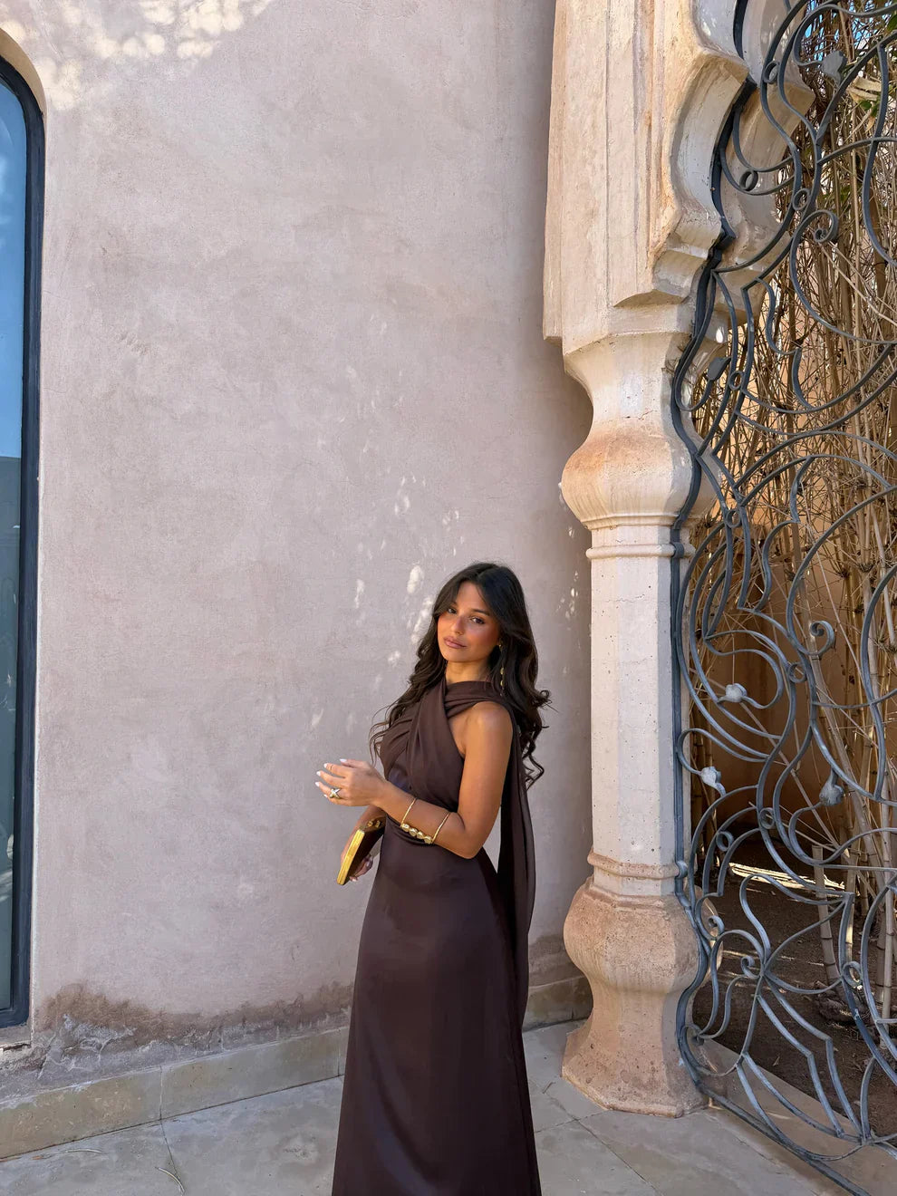 Noa | Vestido Vintage Liso con Lazo y Cintura Alta