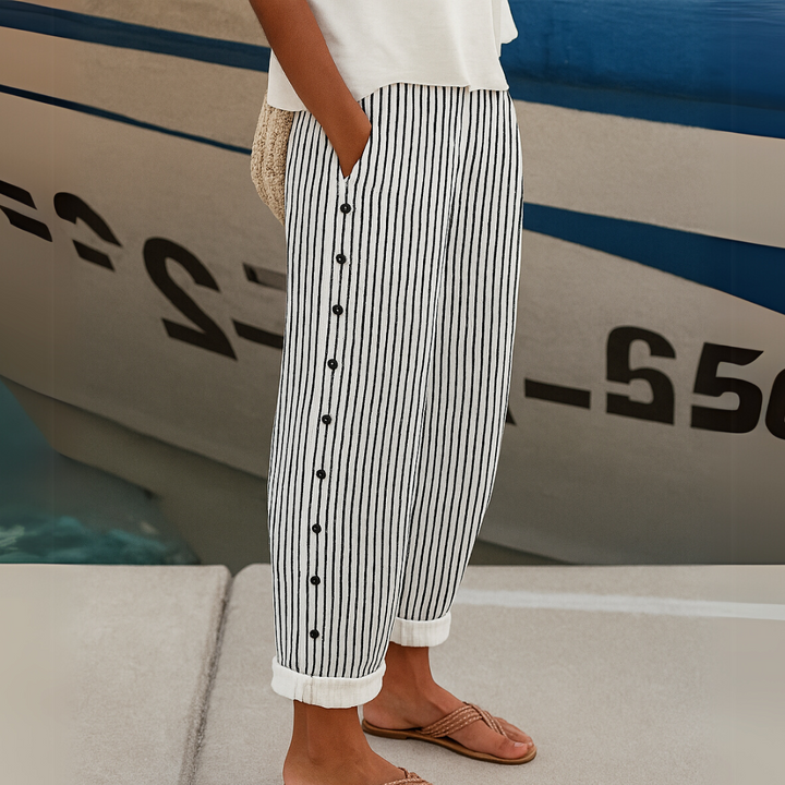 Sharon | Pantalones Sueltos de Verano a Rayas y Cómodos