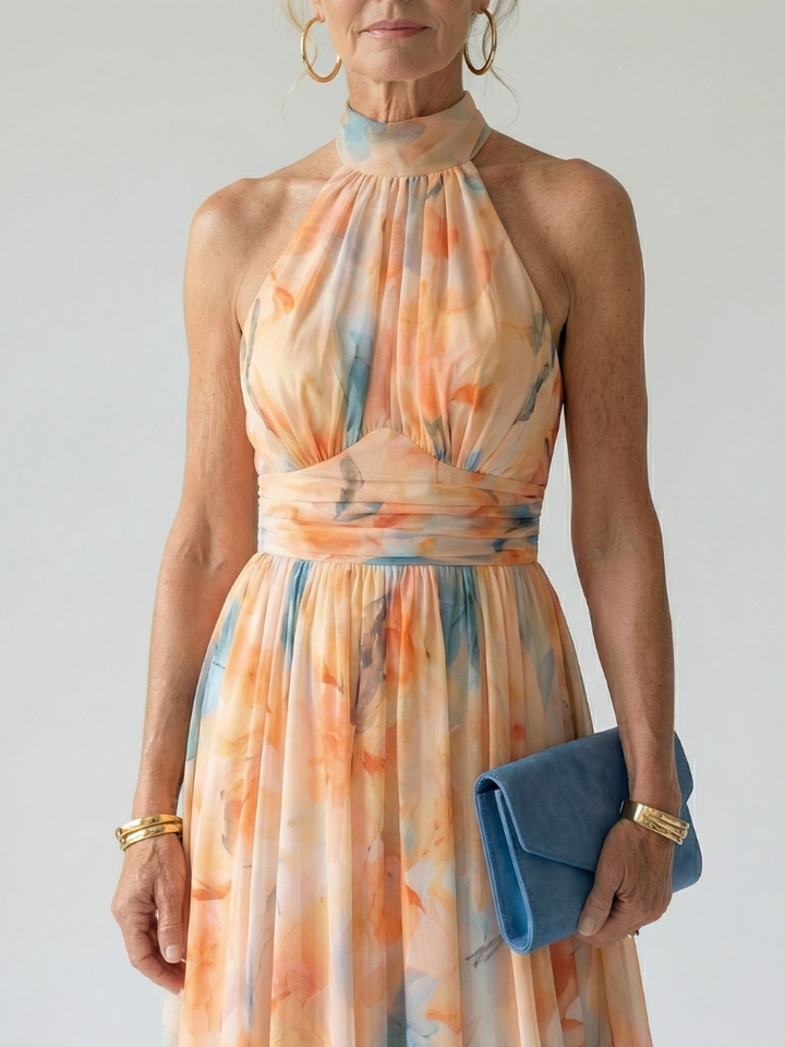 Ellis & Johnson™ | Vestido Midi Suave con Halter